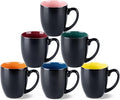 GBHOME 16oz Coffee Mugs Set of 6, Large Ceramic Coffee Mugs for Man, Woman, Dad, Mom, Modern Coffee Mugs Set with handle for Tea/Latte/Cappuccino/Milk/Cocoa. Dishwasher&Microwave Safe,Multi-Color-Ruum Studio Home