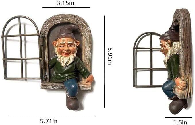 Whimsical Fairy Garden Gnome Statue, Tree Faces Decor Outdoor -5.9 Inch, Funny Garden Tree Decoration,Ideal Patio Yard Lawn Porch Decoration-Ruum Studio Home