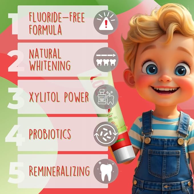LOL Kids Toothpaste No Fluoride, Nano Hydroxyapatite Toothpaste, Probiotics, Xylitol Tooth Paste Kids | Remineralizing | Natural | Plant-Based Foam | Pasta De Dientes para Niños (Watermelon)-Ruum Studio Home