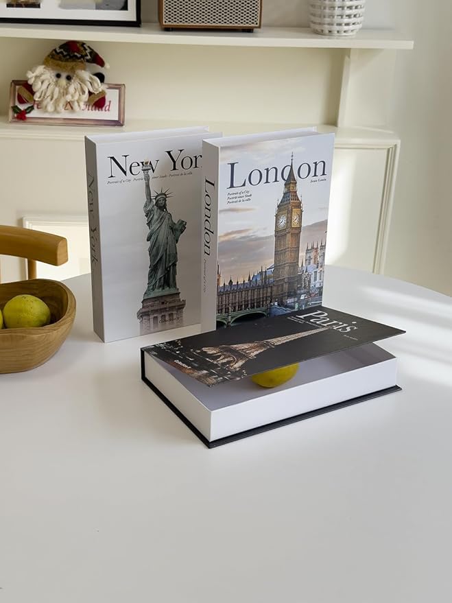 Decorative Storage Book Box – Hidden Storage for Remote Controls, Keys, and Small Items – Elegant Home Decor for Living Room, Bedroom, Coffee Table – Modern Style Faux Book Organizer (London)-Ruum Studio Home