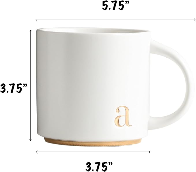 COLLECTIVE HOME - Monogram Ceramic Mugs, 15 oz Golden Initial Coffee Cups, Elegant Alphabet Tea Mugs, Elegant Personalized Mug with Gift Box, Luxurious Cups for Office and Home (a)-Ruum Studio Home