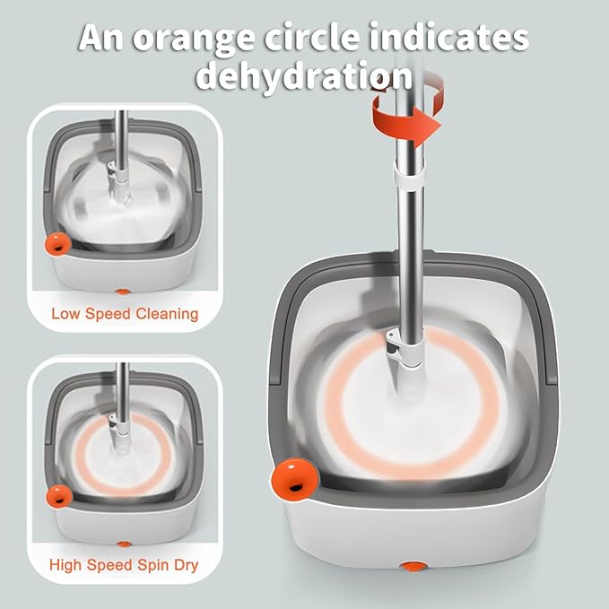 KZKR Spin Mop and Bucket Set with Self Separation Dirty and Clean Water System, Self Wringing 360° Rotating Square Mop Head for Home Floors Cleaning (1.0 Mop and Bucket Set (10 Pads))-Ruum Studio Home