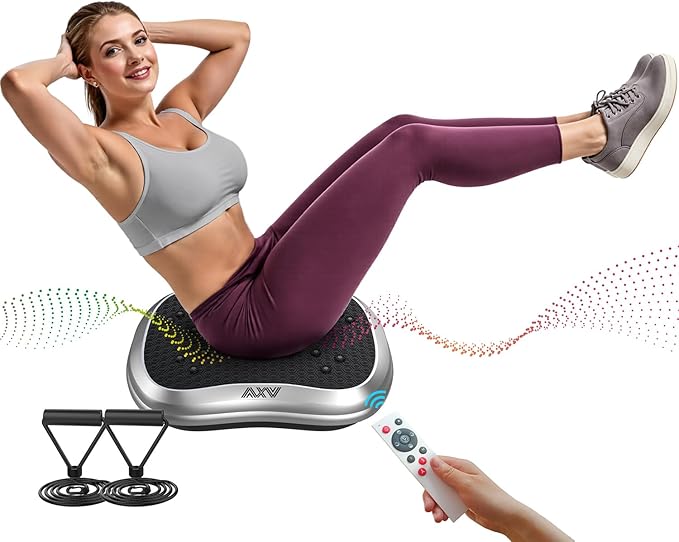 AXV Vibration Plate Exercise Machine Whole Body Workout Portable Mini Vibrate Fitness Platform Lymphatic Drainage Machine for Weight Loss Shaping Toning Wellness Home Gyms Workout (Mini)-Ruum Studio Home