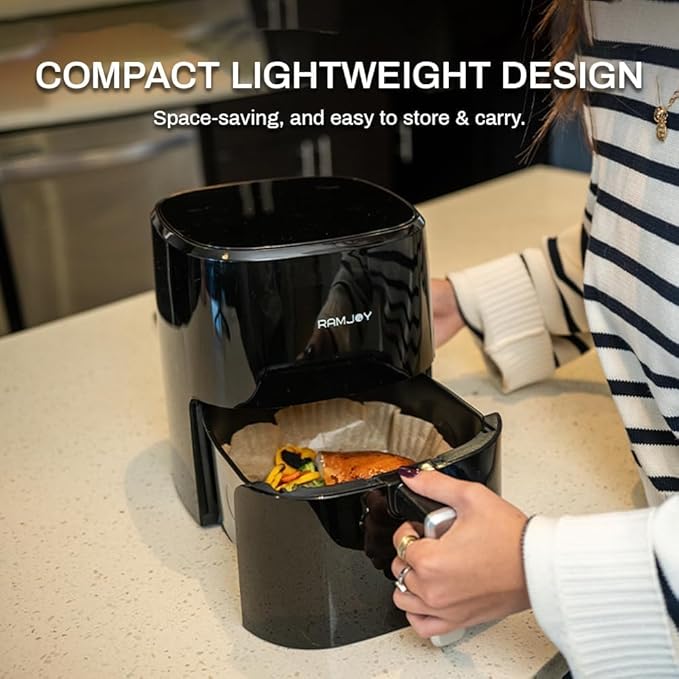 Air Fryer 3.8 Quarts for 1-2 people, 8-in-1 Functions, Air Fry, Roast, Bake, Broil, Preheat, Shake, Digital Small Air Fryer, Nonstick Dishwasher-Safe Basket, Compact Air Fryers, Black-Ruum Studio Home