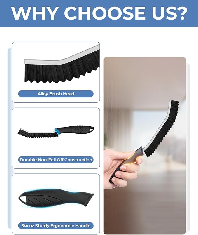 Crevice Cleaning Brushes, Cleaner Scrub Brush Tool for Hard to Reach Tight Space, Home Essentials, Serrated Scrub Brushes, Cleaning Supplies for Shower, Bathroom, Kitchen, Toilet (3, Black)-Ruum Studio Home