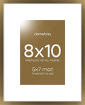 Homeforia Bronze Picture Frames 8x10, High End Metal 8 x 10 Photo Frame with Mat 5 x 7 Art, 10x8 Brass Frame Matted to 5x7 inch Print, 8by10 Wall or Tabletop Frames, Tempered Glass, Wall Kit, Set of 1-Ruum Studio Home
