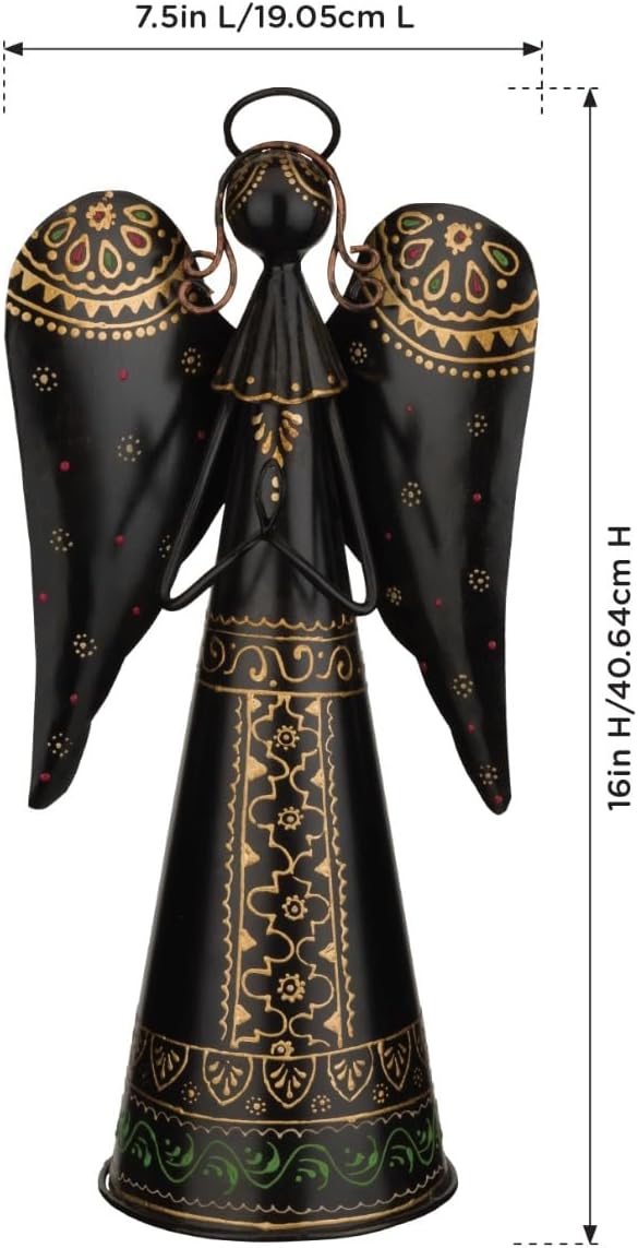 Regal Art & Gift Angel Statue - Metal Indoor/Outdoor Garden Statue Deals, Elegant Garden Decor, Beautiful Gifts for Women, Exquisite Angel Statues for Garden, 16-Inch, Black/Gold-Ruum Studio Home