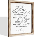 Christian Wooden Wall Sign, Dining Room Decors, Farmhouse Decor for Kitchen, Rustic Home Decor, Framed Wall Plaque Sign 15 * 11.5 inches, Bless the Food Before Us-Ruum Studio Home