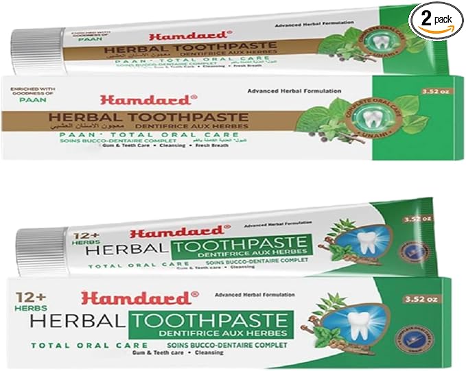 Hamdard Miswak Herbal & Paan Total Oral Care Toothpaste – 100g Each | Herbal Ayurvedic Toothpaste with Paan Flavor | Fluoride-Free | Gum Care, Fresh Breath & Natural Oral Hygiene-Ruum Studio Home