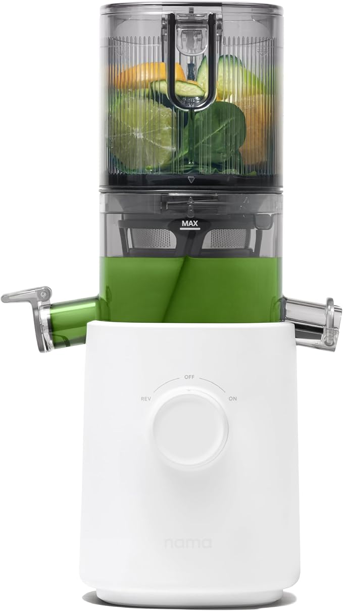 Nama J3 Compact Cold Press Juicer – Space Saving & Self Feeding for Hands-Free Operation – Lightweight, Portable Zero Waste Slow Masticating Juicer – Easy Cleanup & Assembly - White-Ruum Studio Home