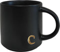COLLECTIVE HOME - Black Monogram Ceramic Mugs, 15 oz Golden Initial Coffee Cups, Elegant Alphabet Tea Mugs, Personalized Halloween Mug with Gift Box, Perfect for Office and Home Décor (c)-Ruum Studio Home
