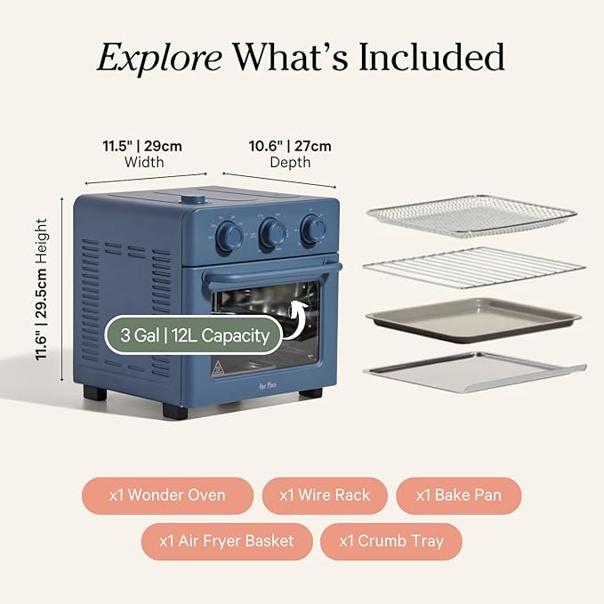Our Place Wonder Oven | 6-in-1 Air Fryer & Toaster Oven with Steam Infusion | Compact, Countertop Friendly, Fast Preheat, Multifunctional | Air Fry, Toast, Roast, Bake, Reheat & Broil | Blue Salt-Ruum Studio Home