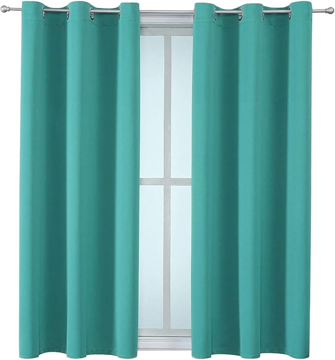 ChrisDowa Grommet Room Darkening Curtains for Bedroom and Living Room - 2 Panels Set Thermal Insulated Blackout Curtains (Teal, 42W x 63L)-Ruum Studio Home