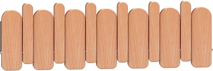 Wall Mounted Piano Key Hanger | Flip Style Hook | Entrance Wall Art Hook, Made of Oak Wood (3 Times Painted, 4 Times Polished) (Arc Beech, 6Hooks)-Ruum Studio Home
