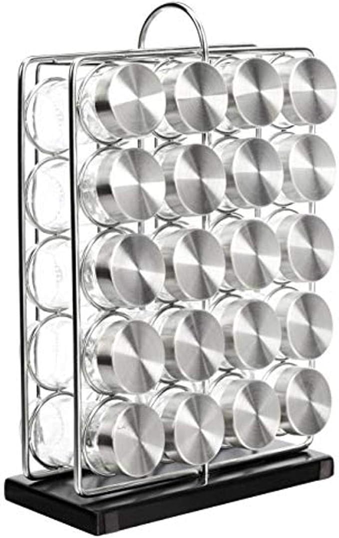Amazon Basics 20 Jars Spice Organizer Rack, Silver-Ruum Studio Home