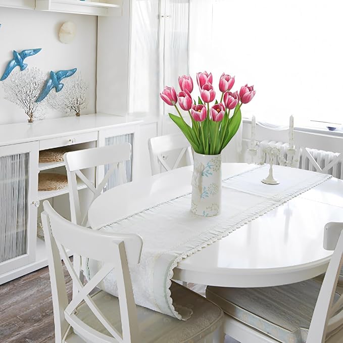 Artificial Tulips Flowers – 20" Long Stem Faux Tulips, 10PCS Real Touch Fake Red Tulip for Vase, Farmhouse, Kitchen, Spring & Wedding Home Decor-Ruum Studio Home