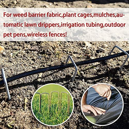 Petgrow 6 Inch Garden Stakes Galvanized Landscape Staples,U-Type Turf Staples for Artificial Grass, Rust Proof Sod Pins Stakes for Securing Fences Weed Barrier,Outdoor Wires Cords Tents Tarps,100-Ruum Studio Home