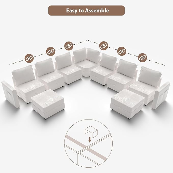 mestyl Modular Sectional Sofa Convertible Sofa Couch Set with Storage for Living Room, Modern 3 Seater Modular Sectional Couch (Beige)-Ruum Studio Home