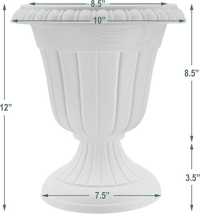 PL20BG Classic Traditional Plastic Urn Planter Indoor/Outdoor, 10" x 12", (Beige)-Ruum Studio Home