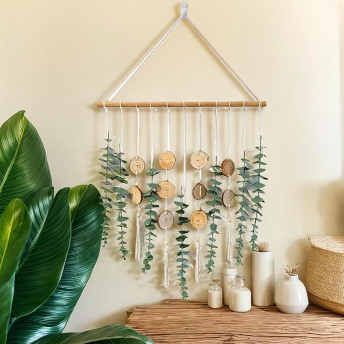 Artificial Eucalyptus Wall Decor Fake Greenery Leaves Stems Home Decor Wall Hanging Plants Boho Rustic Farmhouse Decor for Bedroom Kitchen Dining Room Livingroom Bathroom Livingroom (Small)-Ruum Studio Home
