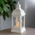 TRIROCKS Rustic Style Metal Candle Lantern 13'' High Decorative Outdoor Lantern Candle Holder with Tempered Glass for Thanksgiving Christmas Living Room Garden Patio Parties Indoors Outdoors (Cream)-Ruum Studio Home