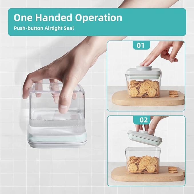 Ankou Airtight Container Set (1000ml 4 Pcs) Stackable One Press Openning Food Containers for Snacks Sugar Salt Herbs Spices Coffee Bean Formula Popcorn BPA-Free Tight Seal - Clear (1.0 QT * 4)-Ruum Studio Home