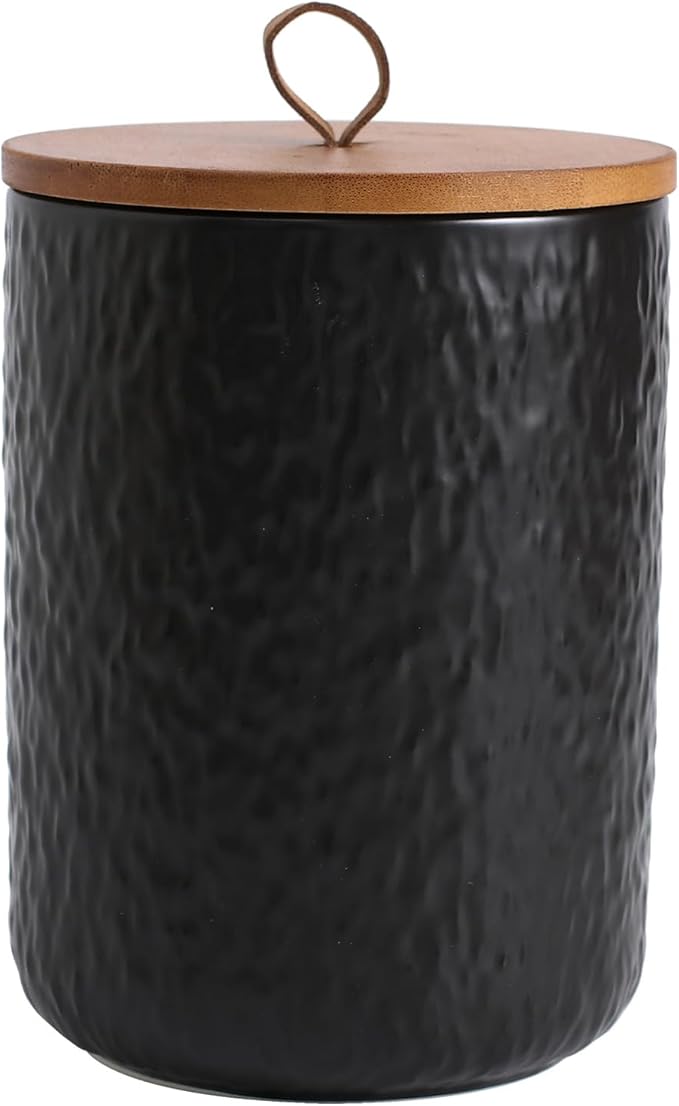 Kitchen Canisters for Countertop, Ceramic Coffee Canisters with Airtight Lids Food Storage Jars Sugar Container for Kitchen Counter Tea, Coffee Beans, Spice (#001Black-27oz/800ml)-Ruum Studio Home