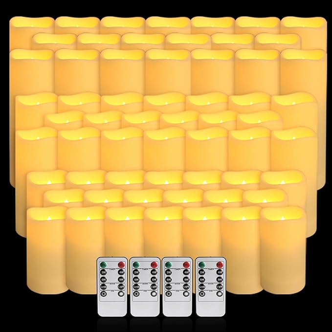 60-Pack LED Flameless Candles with Remote Control - Perfect for Home, Parties, and Special Occasions - Create a Magical Ambiance Effortlessly(Three Sizes)-Ruum Studio Home