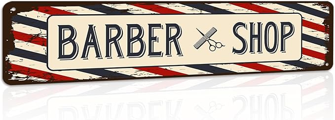 Barber Shop Decor Accessories - Barbershop Poster Metal Tin Signs Vintage Wall Art, Barber Gifts for Men Haircut Decorations 4x16 Inch-Ruum Studio Home