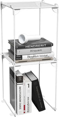 Neudeco Pack 2, Mesh Locker Shelf, Stackable Extra Tall Locker Organizer, Collapsible and Metal Mesh Build, Fits Standard Size, Suitable for School, Work, Kitchen, Bathroom (White)-Ruum Studio Home
