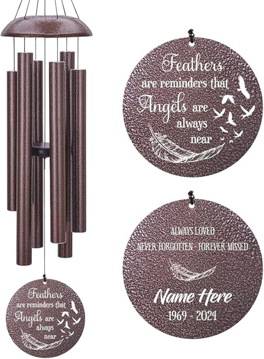Personalized Wind Chimes for Loss of Loved One, Bereavement & in Memory Wind Chimes, Sympathy Gifts in Memory of Father, Mother, or a Loved One-Ruum Studio Home