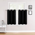 ChrisDowa Small Window Curtains for Kitchen and Bedroom - Grommet Short Thermal Insulated Room Darkening Curtains (2 Panels, Black, 42 x 36 Inch)-Ruum Studio Home