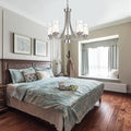 BONLICHT 5 Light Modern Chandeliers Brushed Nickel Kitchen Island Dining Room Lighting Fixtures Ceiling Hanging Clear Hammered Glass Pendant Lamp Transitional Pendant Lights for Living Room Foyer-Ruum Studio Home