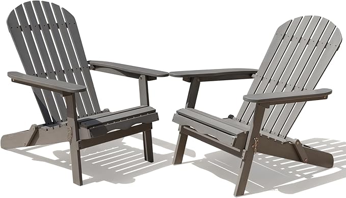 Idzo Outdoor Adirondack Chair Set of 2, Pre-Assembled Backrest, Patio Furniture Set, Outdoor Furniture for Garden, Porch, Deck, Firepit-Ruum Studio Home