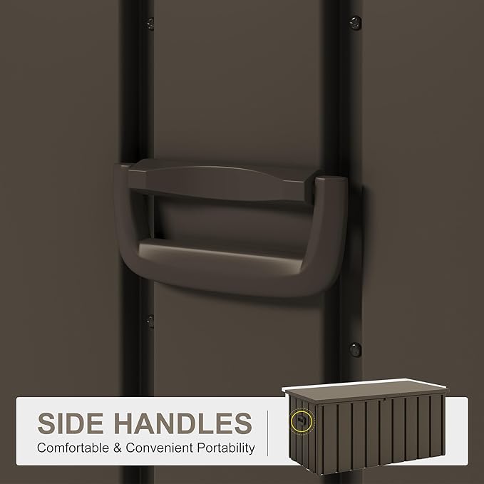 PURPLE LEAF Outdoor Deck Box 100 Gallon Waterproof Lockable Storage Box Container with Lid Deck Organization for Patio Cushions Side Table Pool Accessories Garden Tools, Brown-Ruum Studio Home