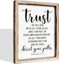 Christian Wall Signs, Rustic Home Decor, Church Room Decoration, Proverbs 3:5-6 Sign, Framed Wall Plaque Sign 15 * 11.5 inches, Trust in the Lord with All Thine Heart-Ruum Studio Home