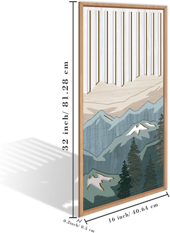 IARTTOP Large Mountain Wood Wall Art Framed Decor Set Of 3, Modern Mountain Landscape Wall Art Nature Artwork Wall Decor For Bedroom, Living room, Office-16 x32-Ruum Studio Home