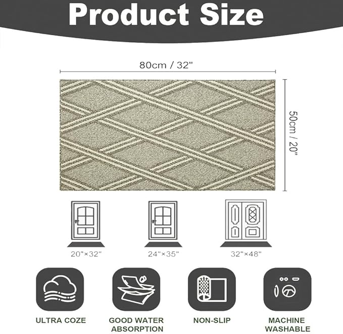 Door Mat Indoor Entrance, Large Welcome Mat Outdoor, Non Slip Front Door Mat Entryway（20x32）-Ruum Studio Home