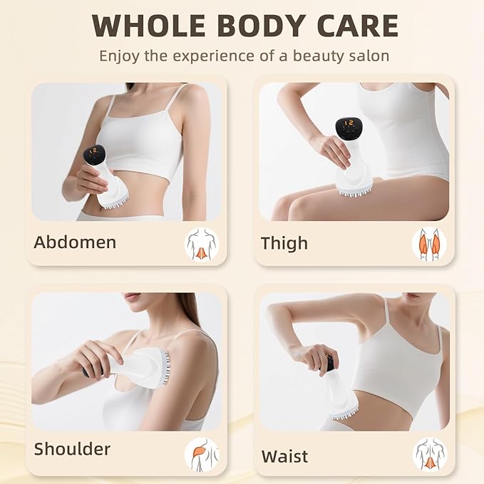 Lymphatic Drainage Massager Anti Cellulite Massage Tool Body Sculpting Machine with Soothingpulse, Light, Heat & Vibration, Help Care Stretch Marks & Smooth Cellulite for Legs, Arms & Belly-Ruum Studio Home