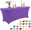 IVAPUPU 4FT Table Cloth for Rectangular Fitted Events Stretch Purple Table Covers Washable Cover Spandex Tablecloth Protector for Party, Wedding, Cocktail, Banquet, Festival-Ruum Studio Home