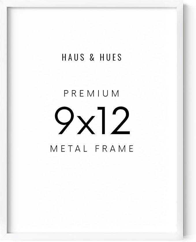 HAUS AND HUES 9x12 White Picture Frame - 9X12 Poster Frame - Vertical & Horizontal Hanging, Shatterproof Plexiglass - Perfect for Home, Room, Office (9x12 in, White)-Ruum Studio Home