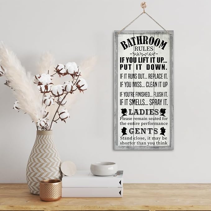 Rustic Bathroom Decor, Western Bathroom Decor, Funny Bathroom Signs Wall Decor, Bathroom Decor, Farmhouse Bathroom Decor, Country Bathroom Decor, Bathroom Signs, Bathroom Rules Wall Décor J1-Ruum Studio Home