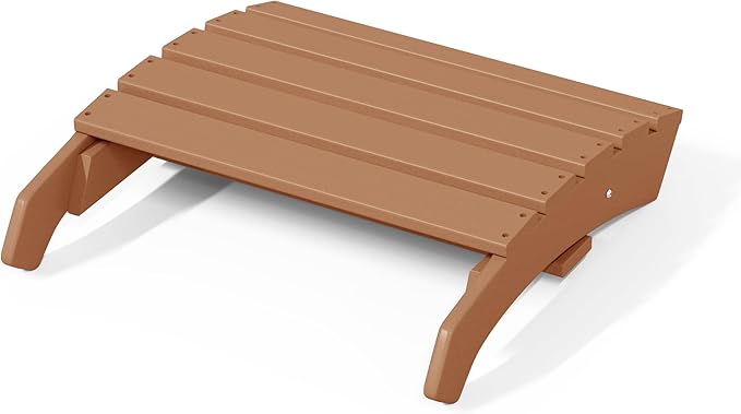 WestinTrends Dylan Outdoor Patio HDPE Adirondack Ottoman Footrest, Teak-Ruum Studio Home