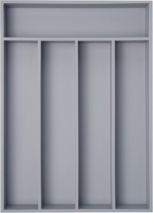 Bamboo Silverware Holder - Drawer Organizer with 5 Slots (Gray)-Ruum Studio Home