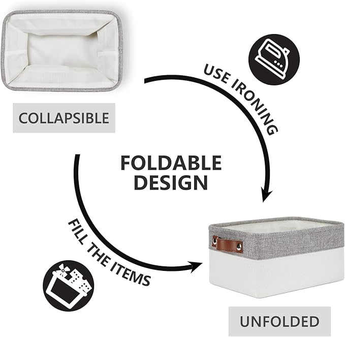 DULLEMELO Storage Baskets Bins for Organizing, Small Fabric Baskets for Shelves, Closets, Nursery, Home, Office, Empty Gift Baskets (6-Pack, Grey&White)-Ruum Studio Home