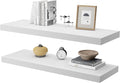 Large Floating Shelves for Wall Set of 2 Wooden Wall Shelves 24 in x 12.75 in x 2 in Room Decor Long Shelf with Invisible Wall Mount Bracket for Bedroom Kitchen Living Room White-Ruum Studio Home