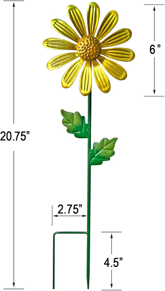 WAIU Metal Daisy Garden Stakes, Wind Catcher Spinner Garden Stakes, Garden Windmill Stakes Outdoor Wind Catchers, Yard Decor Stakes, Set of 3…-Ruum Studio Home