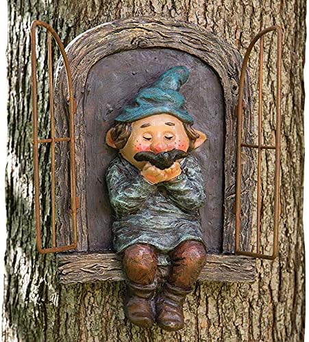 Whimsical Fairy Garden Gnome Statue, Tree Faces Decor Outdoor -5.9 Inch, Funny Garden Tree Decoration,Ideal Patio Yard Lawn Porch Decoration-Ruum Studio Home