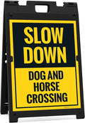 Slow Down Dog and Horse Crossing Sidewalk Sign Kit, 18x24 Inches, with A Frame Stand, Made in USA-Ruum Studio Home