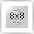Homeforia 8x8 Silver Picture Frame, High End Metal 8 x 8 Square Frames with Mat 6 by 6 Photo, 8x8 Brass Frame Matted to 6x6 inch Print, 8by8 Wall or Tabletop Frames, Tempered Glass, Wall Kit, Set of 1-Ruum Studio Home